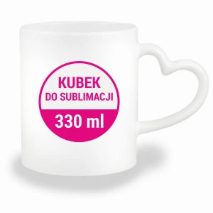 KUBEK do SUBLIMACJI BIAŁY uchwyt serce 330ml